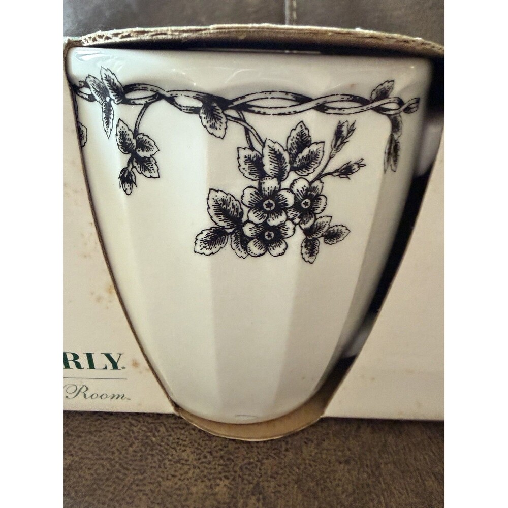 3 Waverly Garden Room Coffee Tea Mug Black Floral Vine 4" Farmhouse Shabby Chic